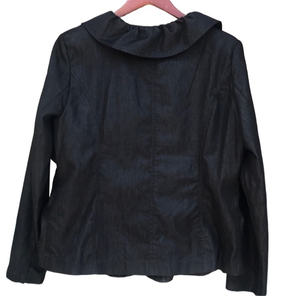 Bamboo Traders Black Ruffle Ruched Blazer Jacket Large NWT - Picture 3 of 6